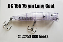 Load image into Gallery viewer, OG155 75gram LONG CAST CLEAR POPPER